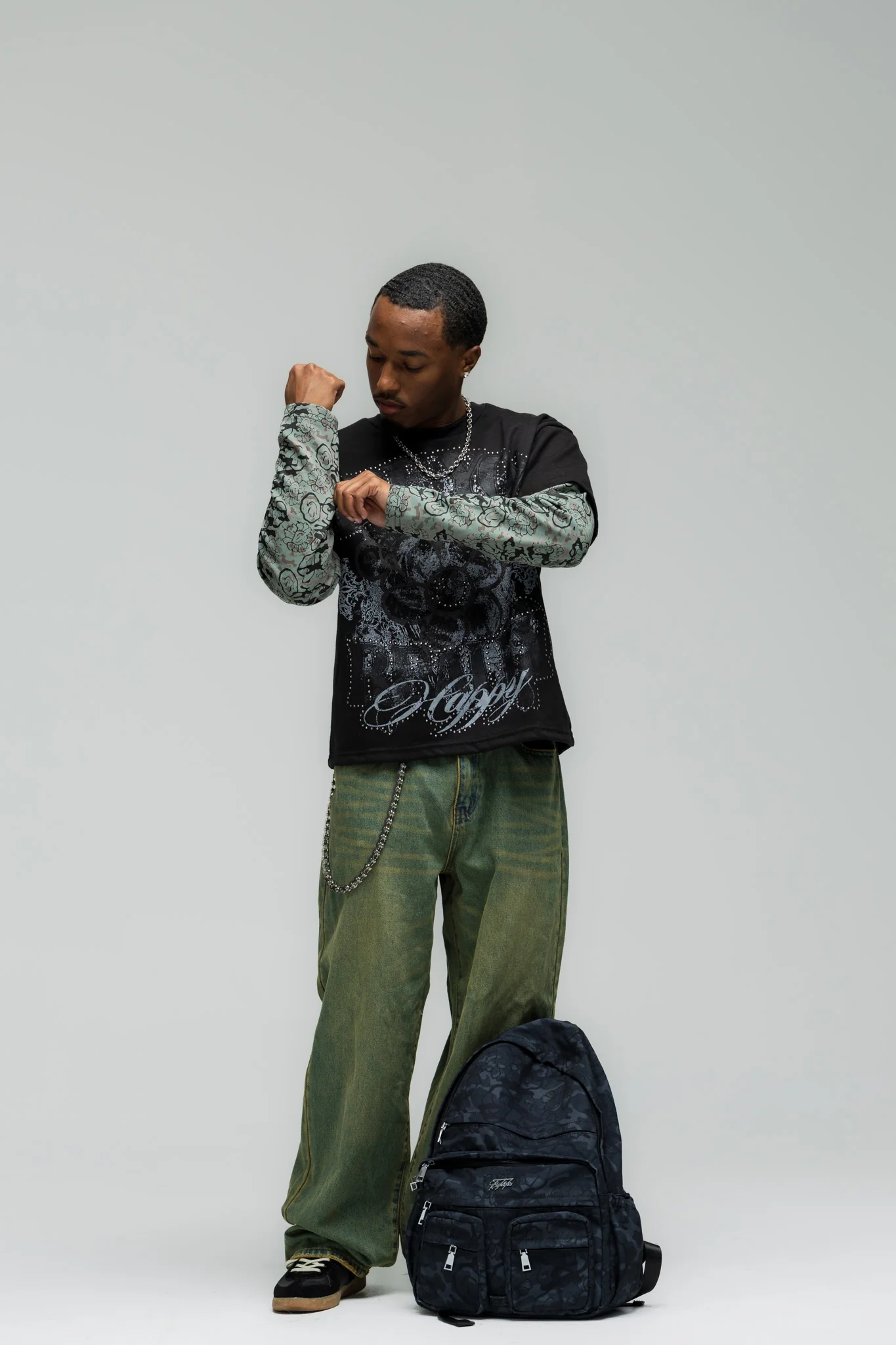 AYRH Camo Double Layer Tee - Black - Image 2
