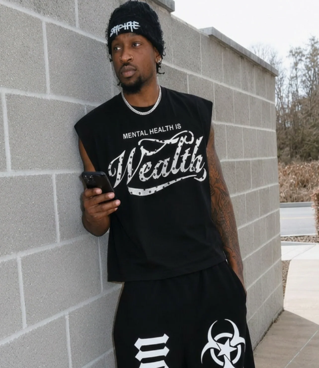 Mental Health Is Wealth Sleeveless Tee - Black