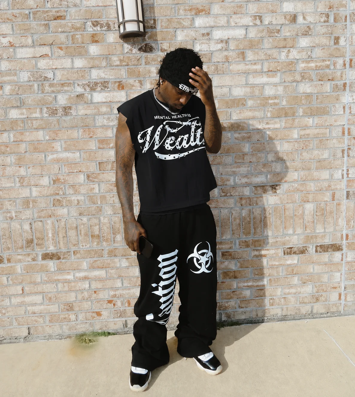 Mental Health Is Wealth Sleeveless Tee - Black - Image 2